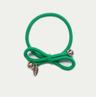 HAIR TIE GOLD BEAD - KELLY GREEN