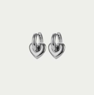 CHUNKY HEART HOOPS SILVER