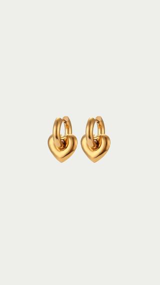 CHUNKY HEART HOOPS GOLD